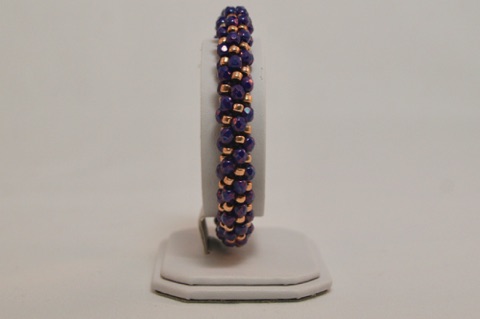 *Purple Faceted Rounds and Rose Gold Spiral Beaded Kumihimo Bracelet